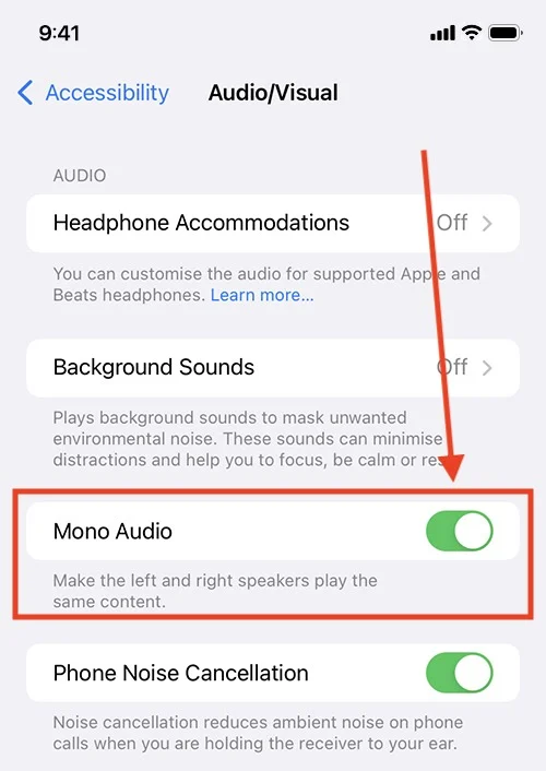 Turn off Mono Audio