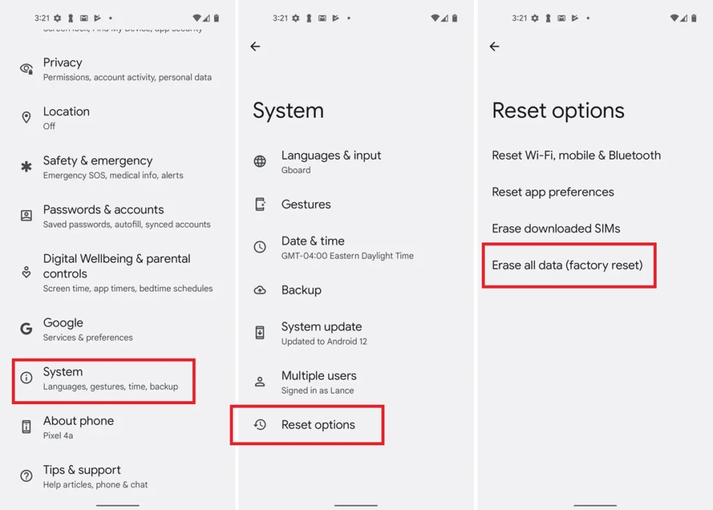 a step-by-step guide on how to perform a factory reset on an Android phone