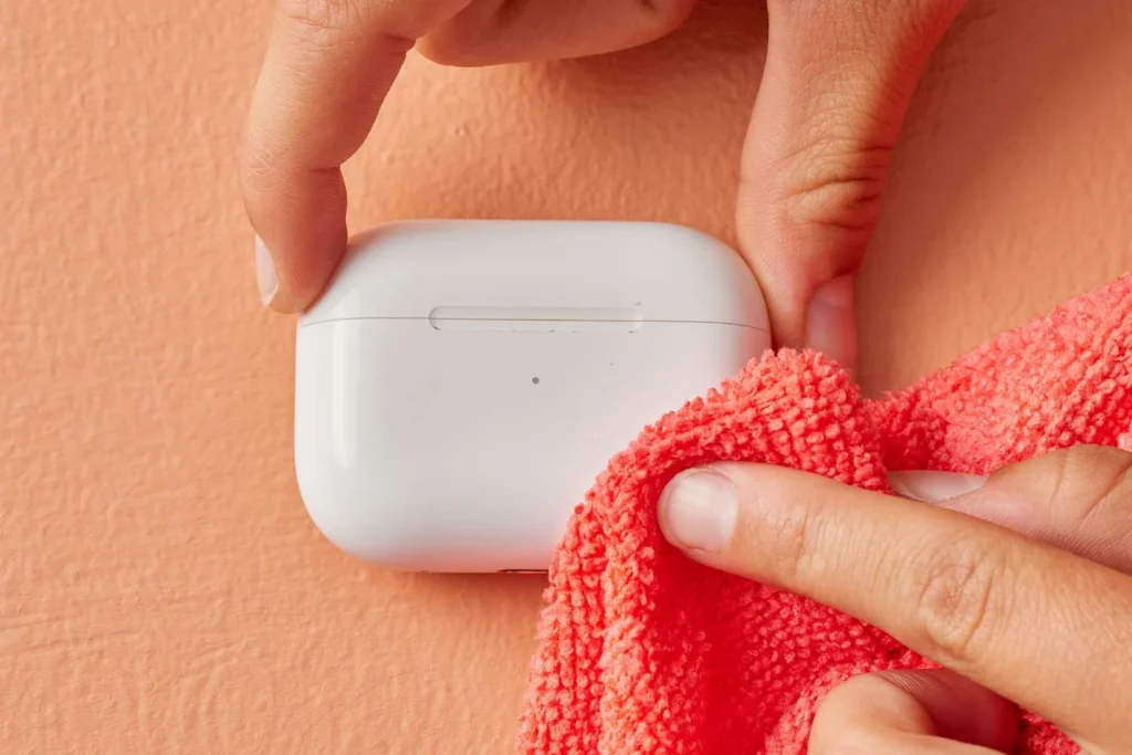 Wipe the outside of the case with a dry microfiber cloth