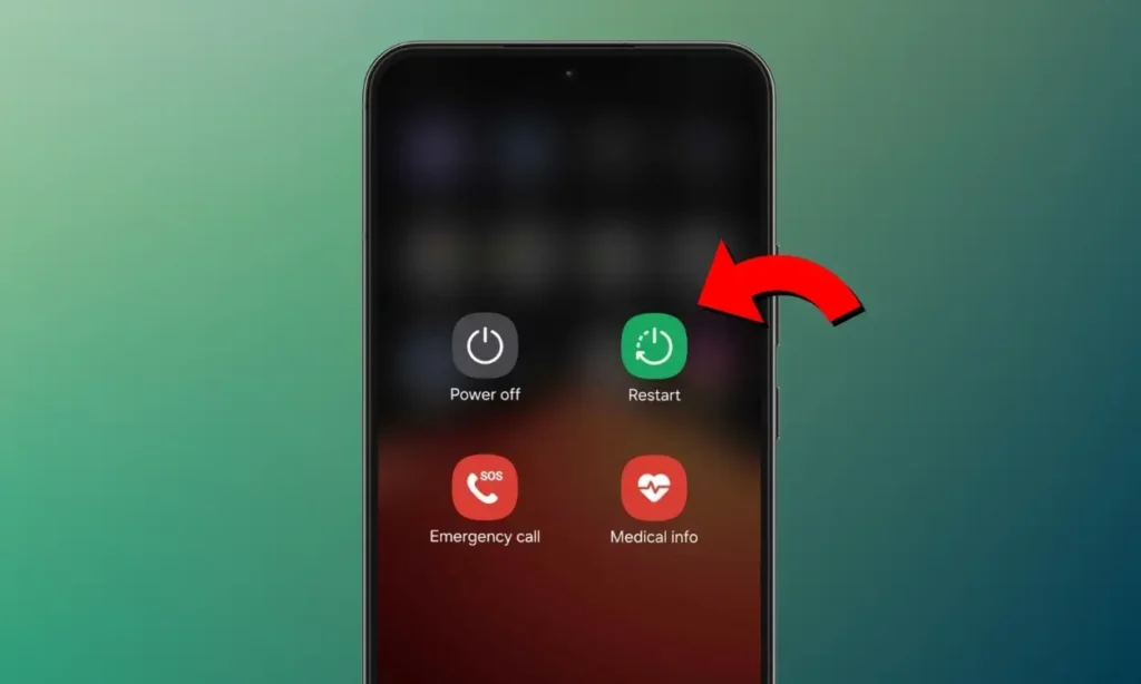 the power menu of a Samsung Galaxy phone.