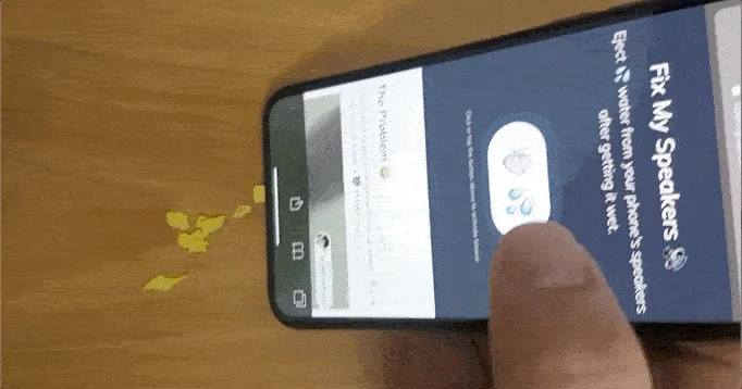 a phone screen with an application called "Fix My Speakers"