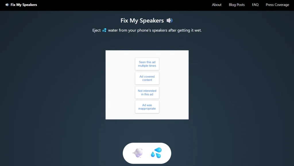a website called "Fix My Speakers" which claims to eject water from a phone's speakers