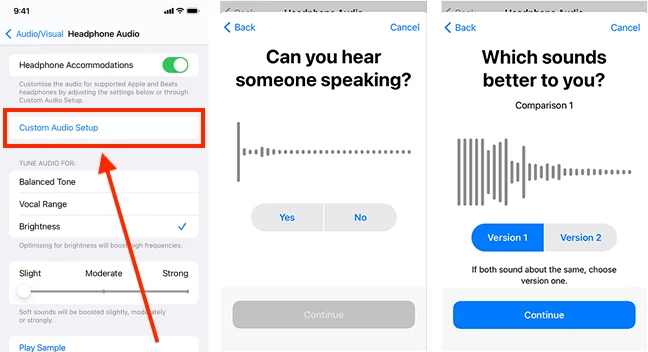 Audio settings customization interface shown