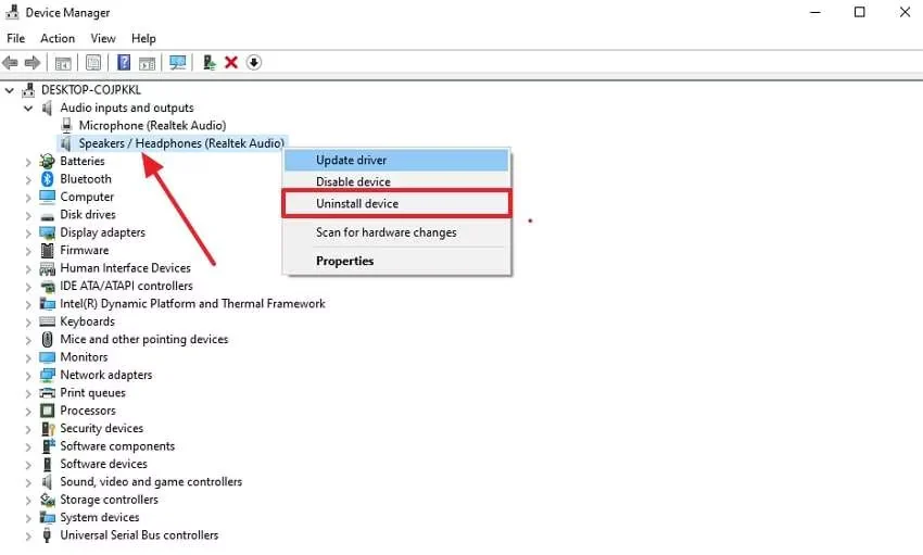 Uninstall Audio Drivers
