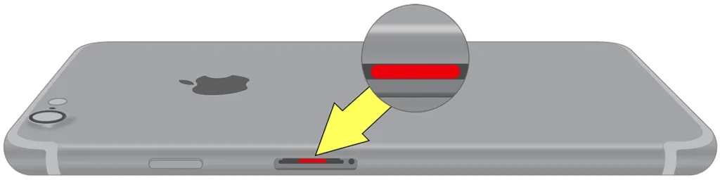 a Liquid Contact Indicator (LCI) on an iPhone