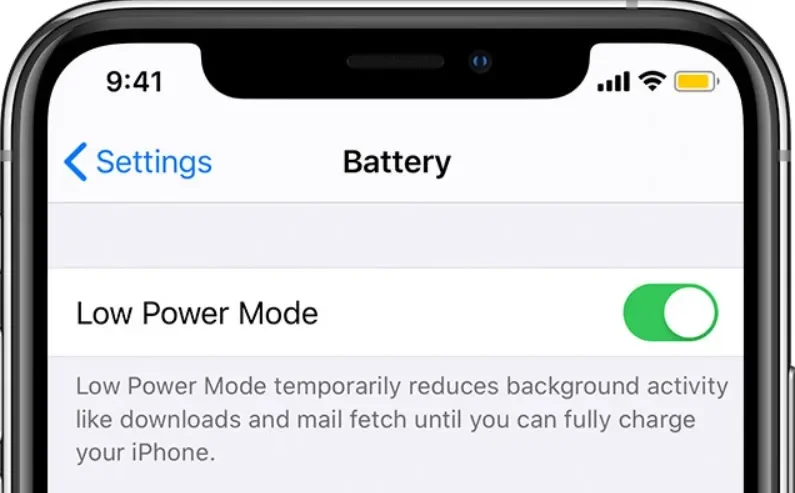  the Low Power Mode setting on an iPhone.