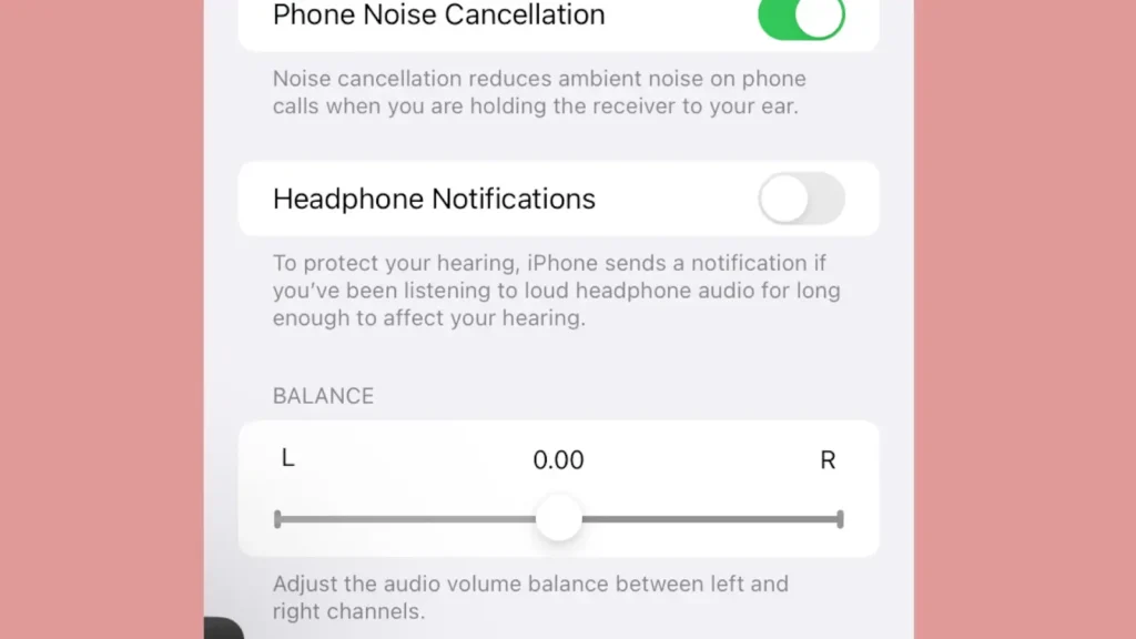 the settings menu for Apple AirPods on an iPhone.